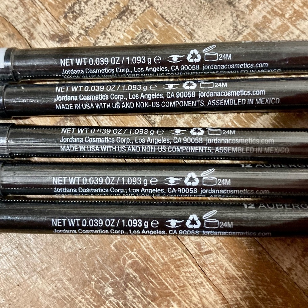 Bundle of 5 Jordana Eyeliner Pencil #12 "Aubergine" Eggplant NOS SEALED - Picture 2 of 13